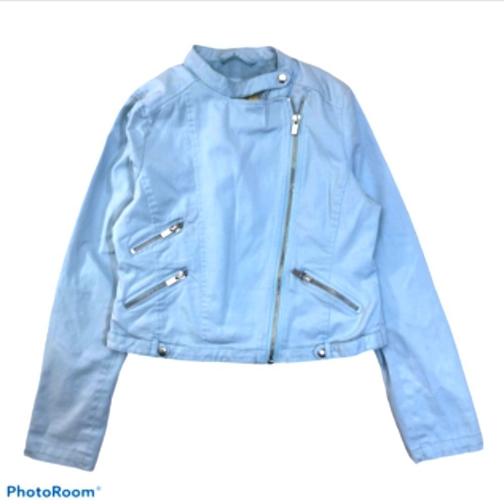 Maralyn & Me Light Blue Moto Jacket